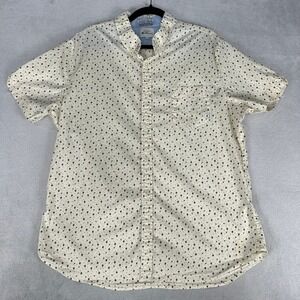 Ben Sherman Shirt Mens XL Ivory Floral Print Stretch Fit Short Sleeve Button Up